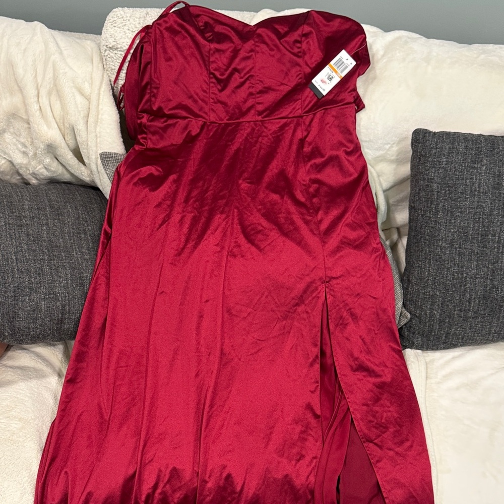 City Studio Strapless Burgundy Dress